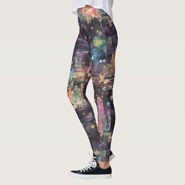 Las Vegas Weihnachten & Neues Jahr in Wasserfarben Leggings (Links)