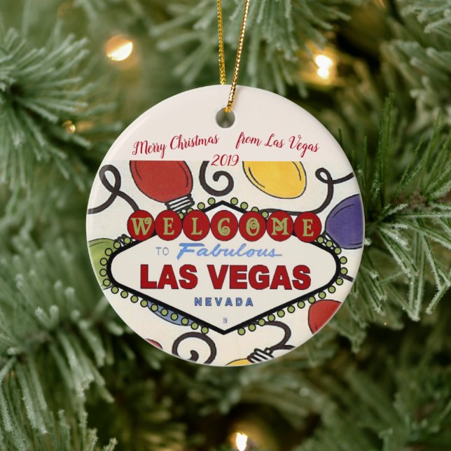 Las Vegas Weihnachten Personalisierte Keramik Orna Keramik Ornament (Baum)