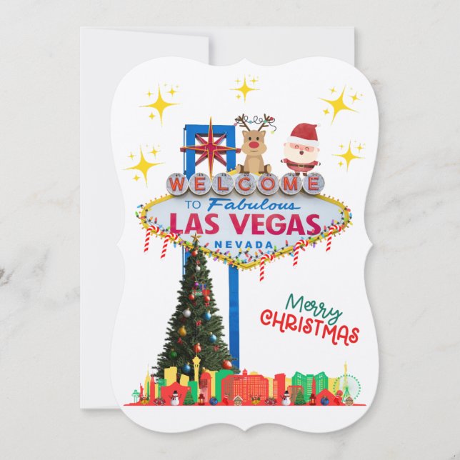 Las Vegas Weihnachtskarte mit Santa und Rudolph Mitteilungskarte (Vorderseite)