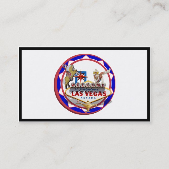 Las Vegas Welcome Sign Red & Blue Poker Chip Visitenkarte (Vorderseite)