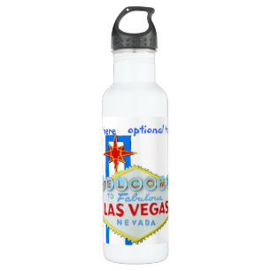 Las Vegas-Willkommensschild auf Weiß Edelstahlflasche