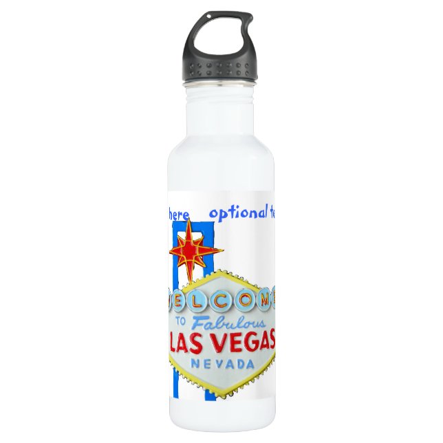 Las Vegas-Willkommensschild auf Weiß Edelstahlflasche (Vorderseite)