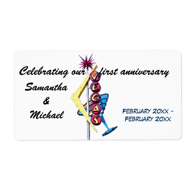 Las Vegas Wine Labels zum Hochzeitstag (Vorne)