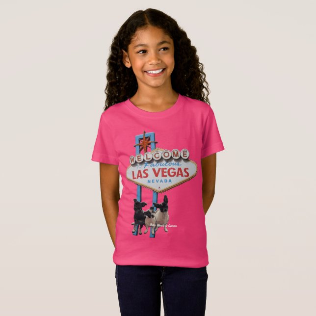 Las Vegas Zeichen mit 3 Welpen T - Shirt (Vorne ganz)