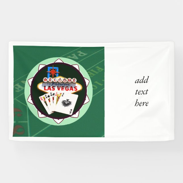 Las Vegas Zeichen und zwei Könige Poker Chip Banner (Horizontal)