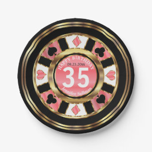 Las- VegasPoker-Chip-korallenrotes Pappteller