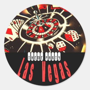 Las- Vegasthema-Party Runder Aufkleber