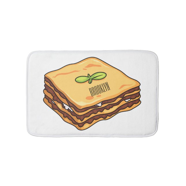 Lasagna Cartoon Illustration Badematte (Vorderseite)