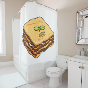 Lasagna Cartoon Illustration Duschvorhang