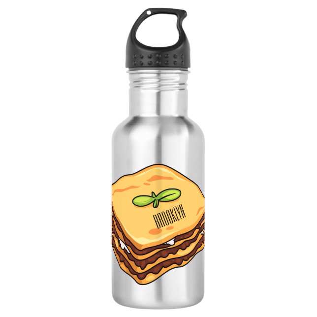 Lasagna Cartoon Illustration Edelstahlflasche (Vorderseite)