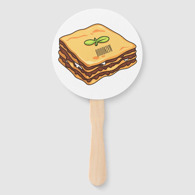 Lasagna Cartoon Illustration Fächer (Vorderseite)