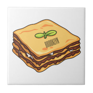 Lasagna Cartoon Illustration Fliese