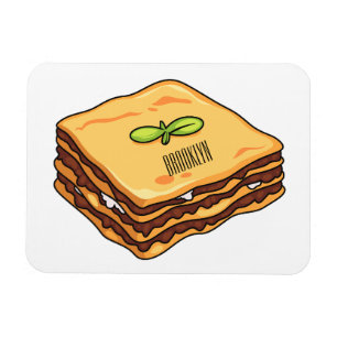Lasagna Cartoon Illustration Magnet