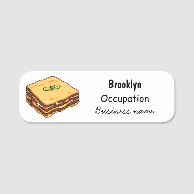 Lasagna Cartoon Illustration Namensschild (Vorderseite)