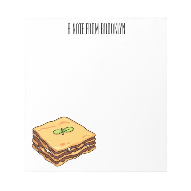 Lasagna Cartoon Illustration Notizblock (Vorderseite)
