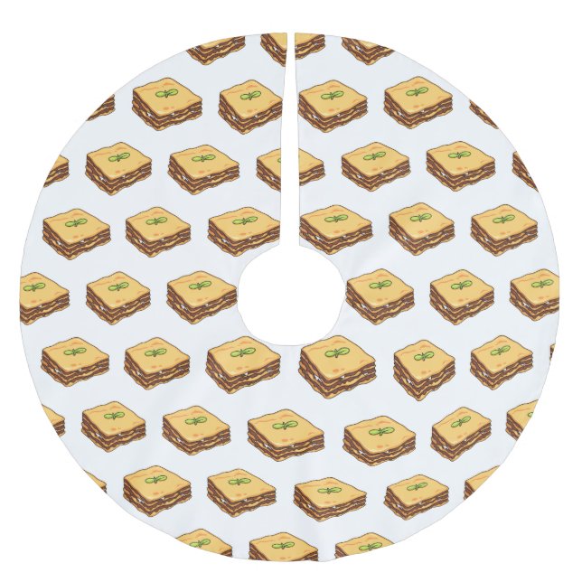 Lasagna Cartoon Illustration Polyester Weihnachtsbaumdecke (Vorderseite)