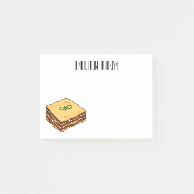 Lasagna Cartoon Illustration Post-it Klebezettel (Vorderseite)