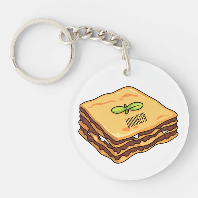 Lasagna Cartoon Illustration Schlüsselanhänger (Vorderseite)