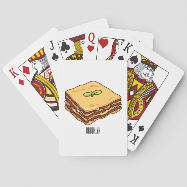 Lasagna Cartoon Illustration Spielkarten (Rückseite)