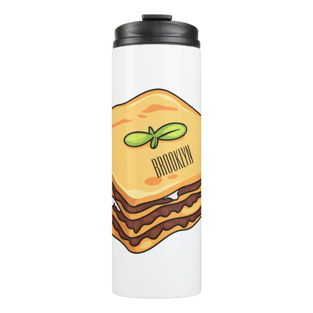 Lasagna Cartoon Illustration Thermosbecher (Vorderseite)