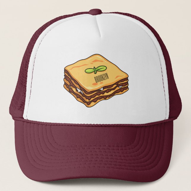 Lasagna Cartoon Illustration Truckerkappe (Vorderseite)