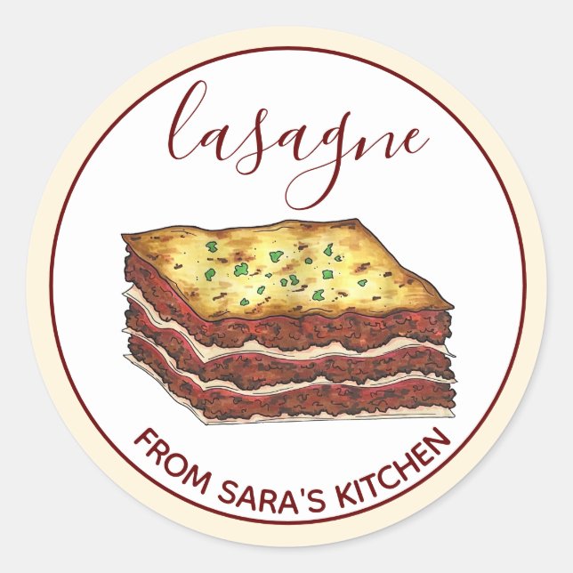 Lasagna Lasagna Italienische Küche Runder Aufkleber (Vorderseite)