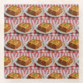 Lasagna Red White Tablecloth Glass Coaster Glasuntersetzer