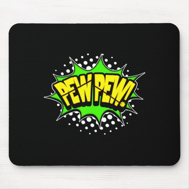 Laser Blaster Pew-Pew! Aktionswort Comicbuch Mousepad (Vorne)