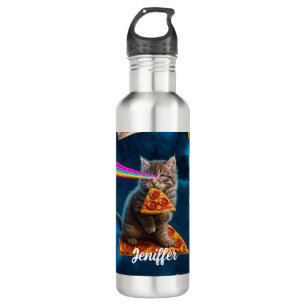 Laser Cat Pizza Party Edelstahlflasche
