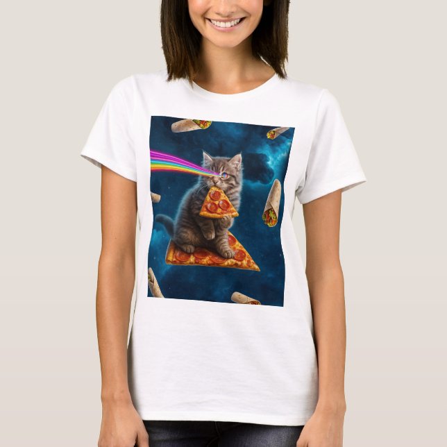 Laser Cat Pizza Party T-Shirt (Vorderseite)