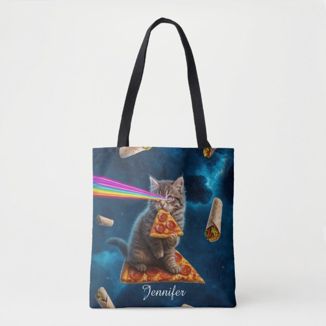 Laser Cat Pizza Party Tasche (Vorderseite)