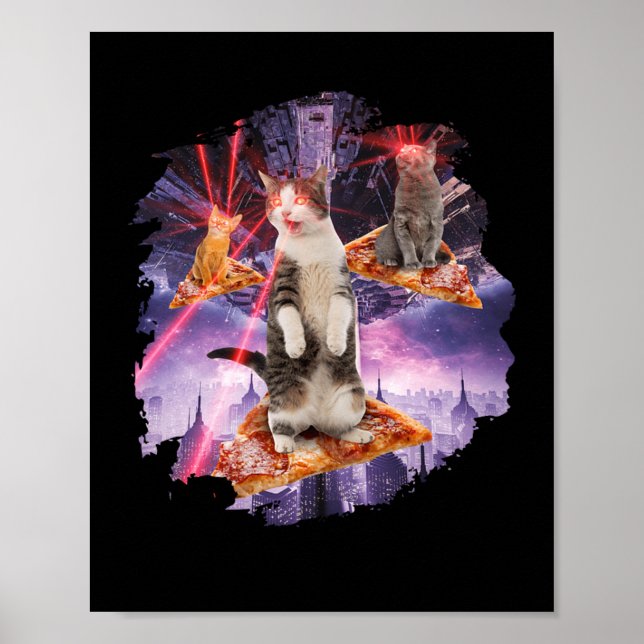 Laser Cats Pizza Kätzchen Poster (Vorne)