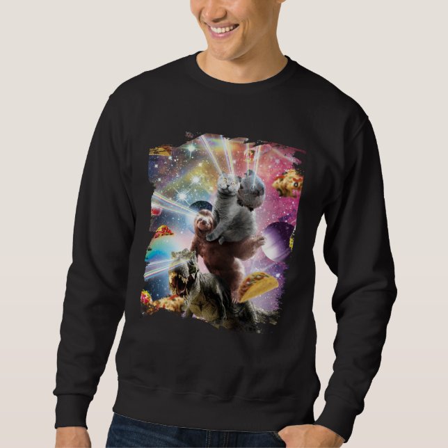 Laser Eyes Space Guinea Pig Cat Sloth Dinosaur Sweatshirt (Vorderseite)