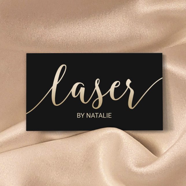 Laser Hair Removal Esthetician Gold Typography Visitenkarte (Von Creator hochgeladen)