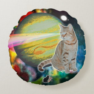 Laser-Katzen-Mooskörper Rundes Kissen