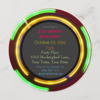 Laser Neon Lights Birthday Einladung