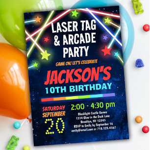 Laser Tag & Arcade Geburtstagseinladung für Jungen Einladung