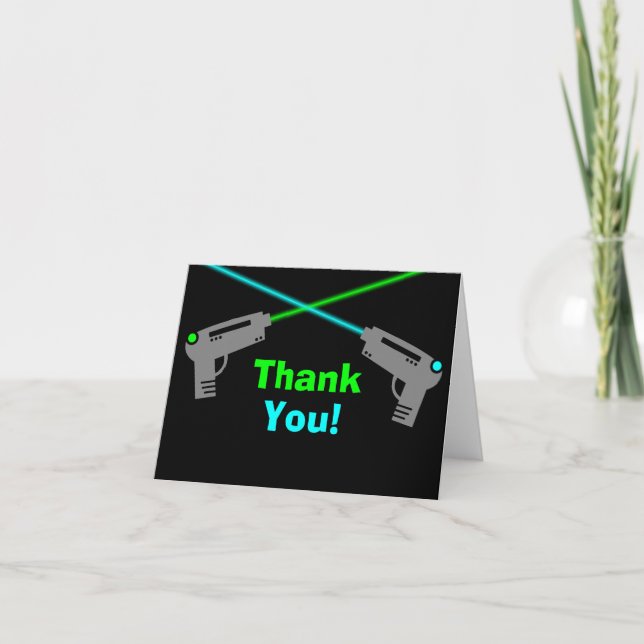 Laser Tag Blue Green Vielen Dank Dankeskarte (Vorderseite)