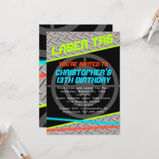 Laser Tag Custom Boys Geburtstagspartei Einladung