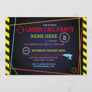 Laser Tag Geburtstag Party Zone Neon Einladung