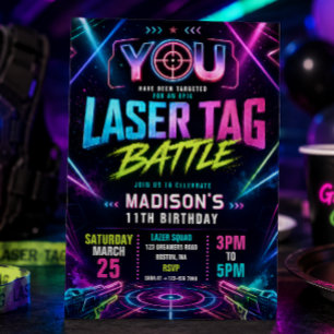 Laser Tag Geburtstagseinladung Einladung