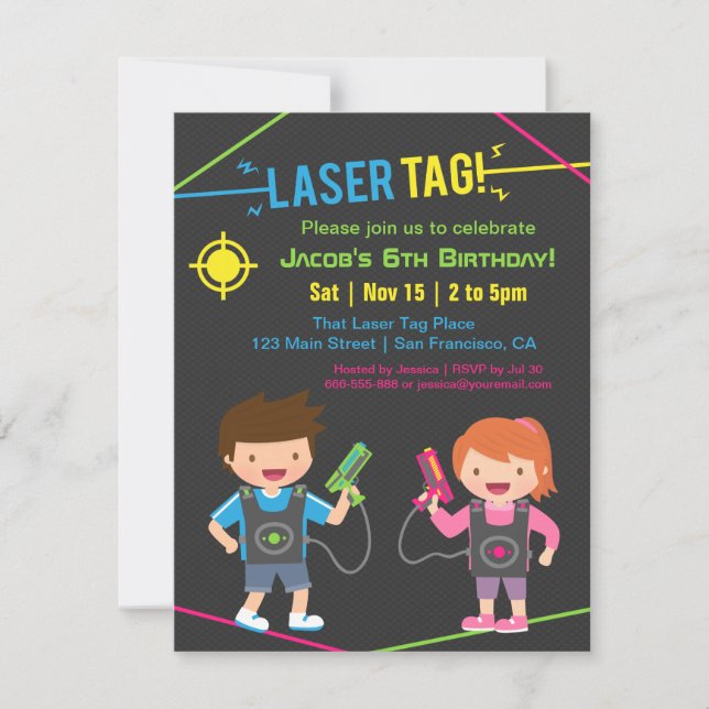 Laser-Tag-Kindergeburtstag-Party Einladungen (Vorderseite)