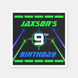 Laser Tag Neon Green und Blue Birthday Party Serviette