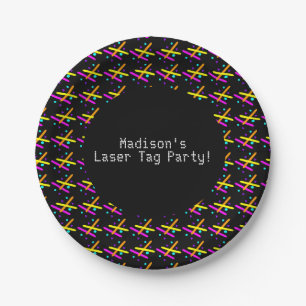 Laser Tag Neon Konfetti Strahlen Glow Party Spaß Pappteller