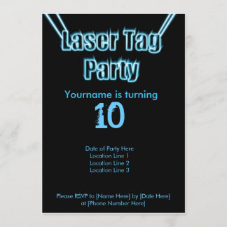Laser Tag Party Blauer Einladung
