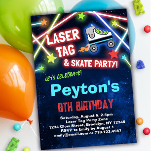Laser Tag Roller Skate Geburtstagsparty Einladung