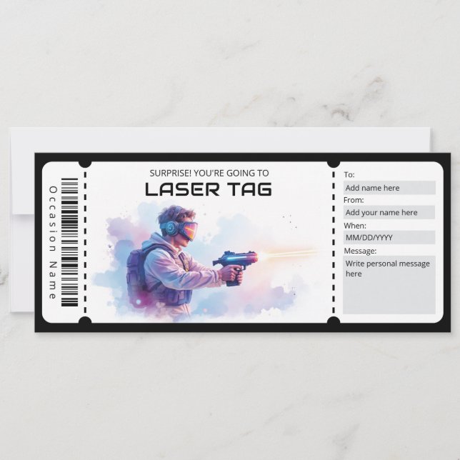Laser Tag Ticket  Einladung (Vorderseite)