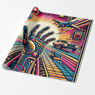 Lasergitter und Sci-Fi-Designs Geschenkpapier