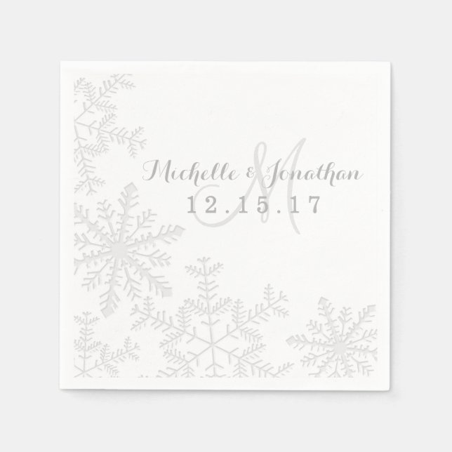 Laserschnitt Silver Snowflakes Winter Wedkin Napki Serviette (Vorderseite)