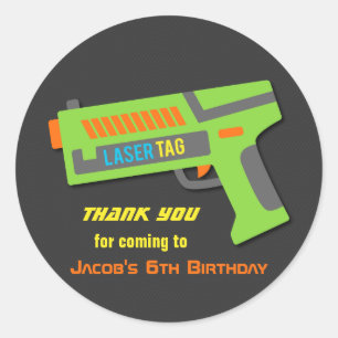 Lasertag-Geburtstagsfeier-Geschenkaufkleber für Ki Runder Aufkleber